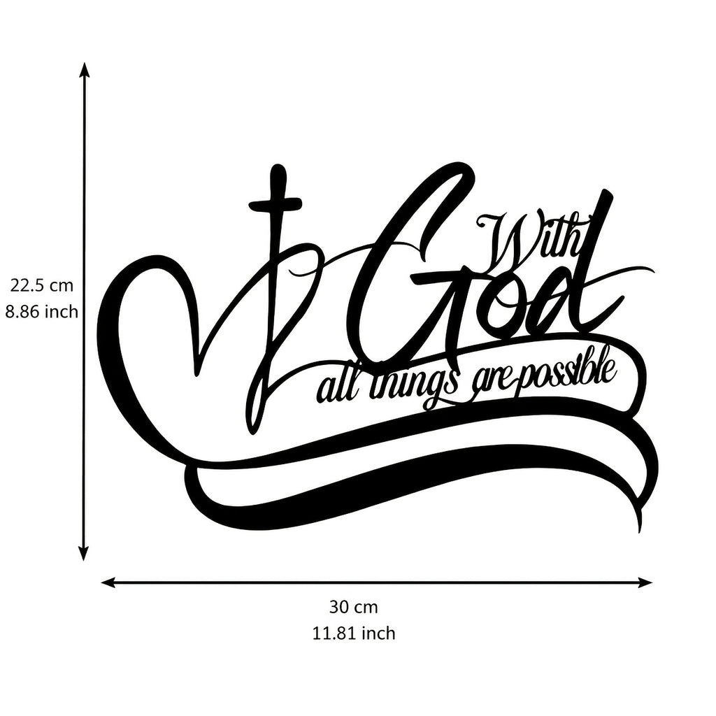 Inspirational Metal Wall Art "with God All Things Are Possible" - Classic Style Home & Office Decor, Ideal Housewarming, Holiday, Birthday Gift, No Electricity Required, Featherless, for Living Room, Bedroom, Garden, Cafe, Bar