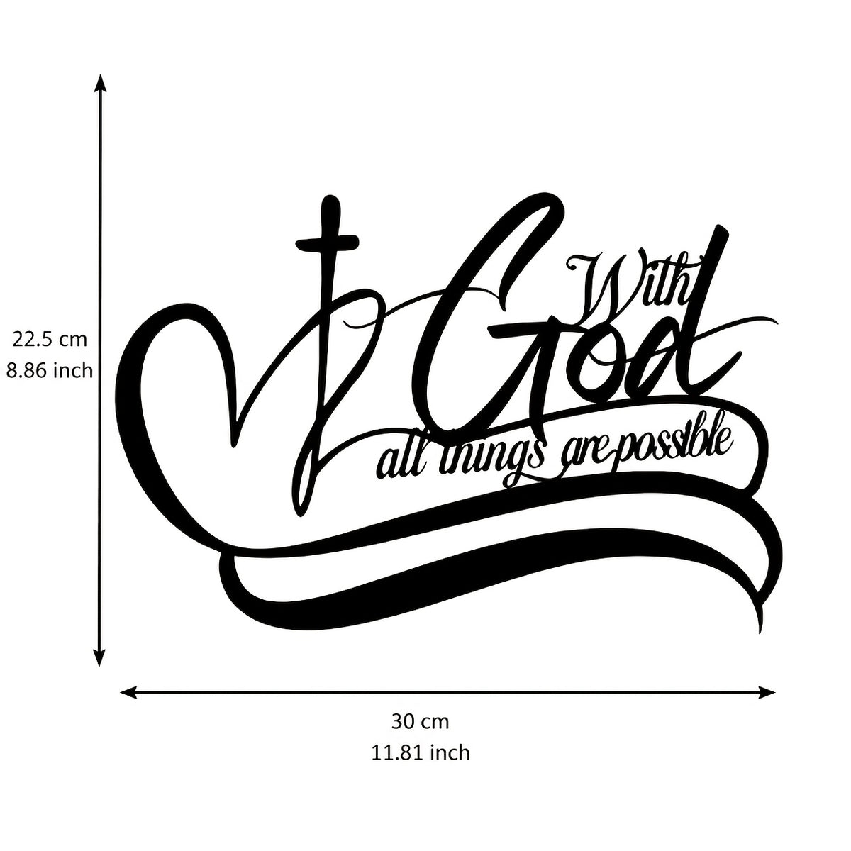 Inspirational Metal Wall Art "with God All Things Are Possible" - Classic Style Home & Office Decor, Ideal Housewarming, Holiday, Birthday Gift, No Electricity Required, Featherless, for Living Room, Bedroom, Garden, Cafe, Bar