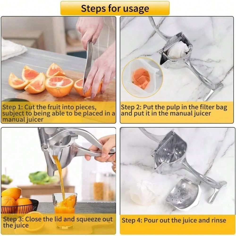 High-Quality Heavy-Duty Metal Manual Juicer, Equipped with an Additional Filter. Handheld Citrus Juicer for Extracting Juice from Lemons, Oranges, Apples, Cucumbers, And Watermelons. Kitchen Tool