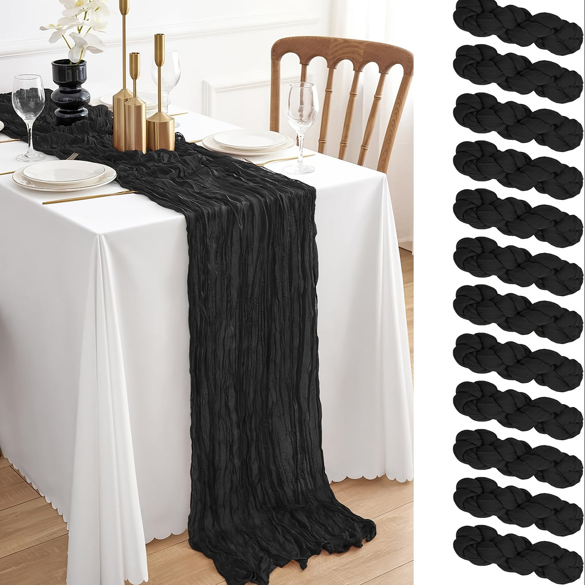 12pcs Cheesecloth Table Runner 10ft Boho Gauze Table Runner 21.3*120Inch Rustic Cheese Cloth Roll Romantic Long Cheesecloth Bulk for Wedding Bridal Shower Birthday Party Decor