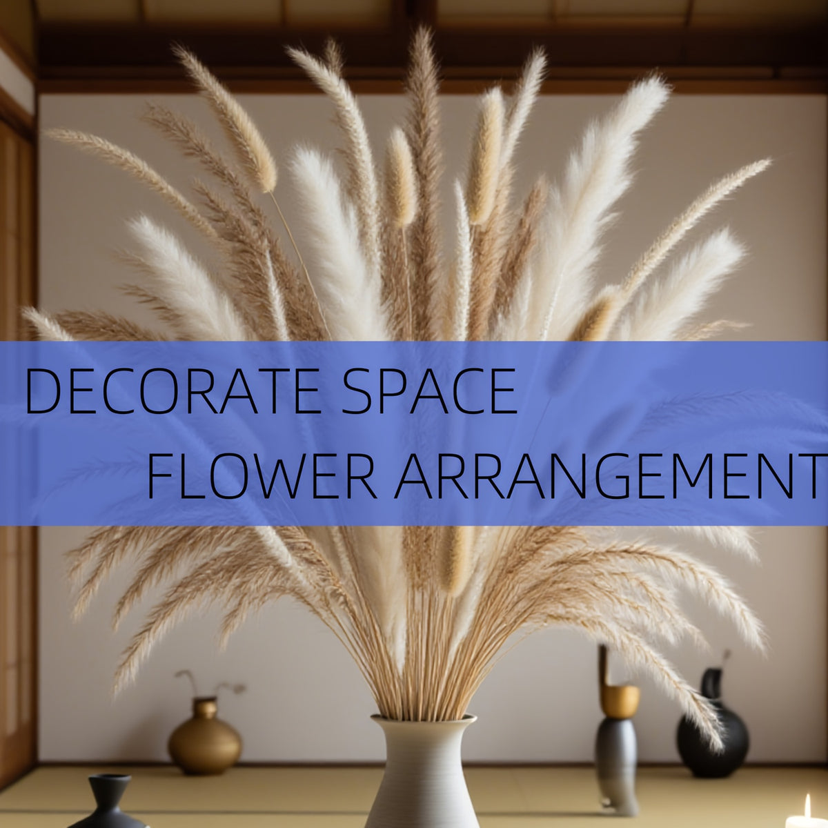 [Rustic Modern] 130pcs Pampas Grass Bouquet | Dried Flower Decor with Rye Grass for Wedding Welcome Sign Accents And Home Kitchen Island Decor