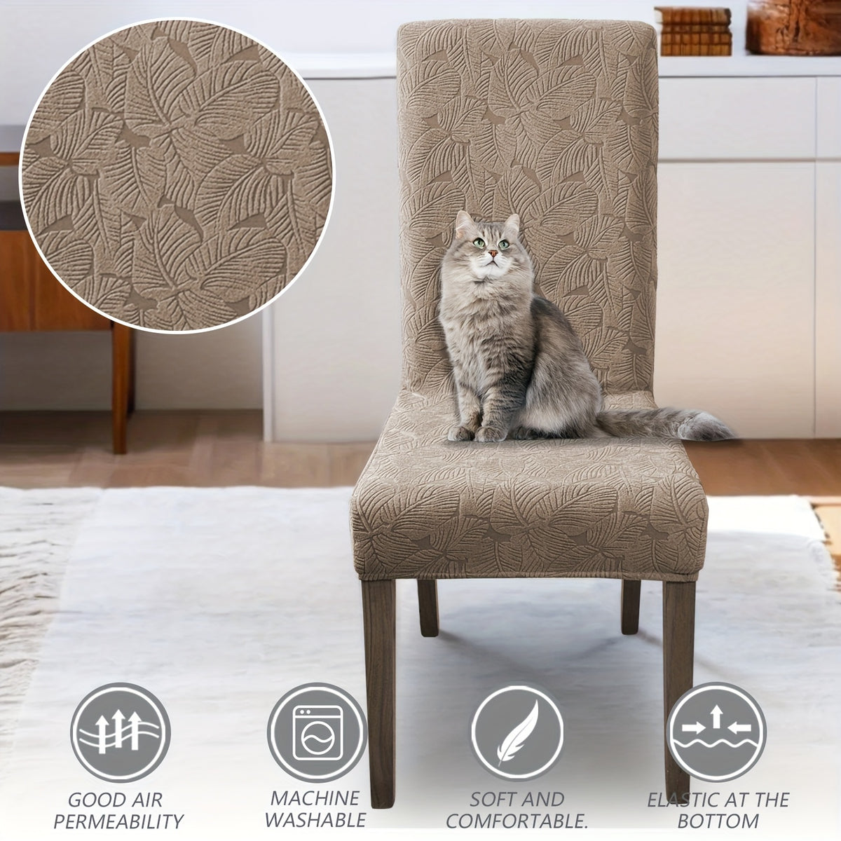 4/6pcs Plant Printing Dining Chair Covers, Stretch Parsons Chair Slipcovers for Dining Room, Kitchen Chair Protector Covers, Wedding Season, Vintage Style, Elegant Style, Halloween, Christmas, Home Decoration