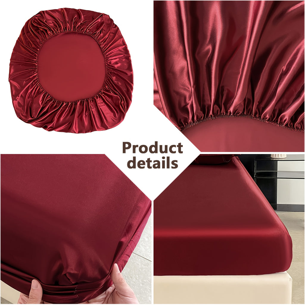 Luxury Satin Fitted Sheet, Fitted Sheet+Pillowcase, Queen Sheet, Cooling, Smooth, Breathable, Wrinkle-Resistant, Machine Washable, Easy Care Ultra Soft for Hot Sleepers Child, Children, Adults, Hotels, Apartments, Wedding Gifts-3000TC Random Color