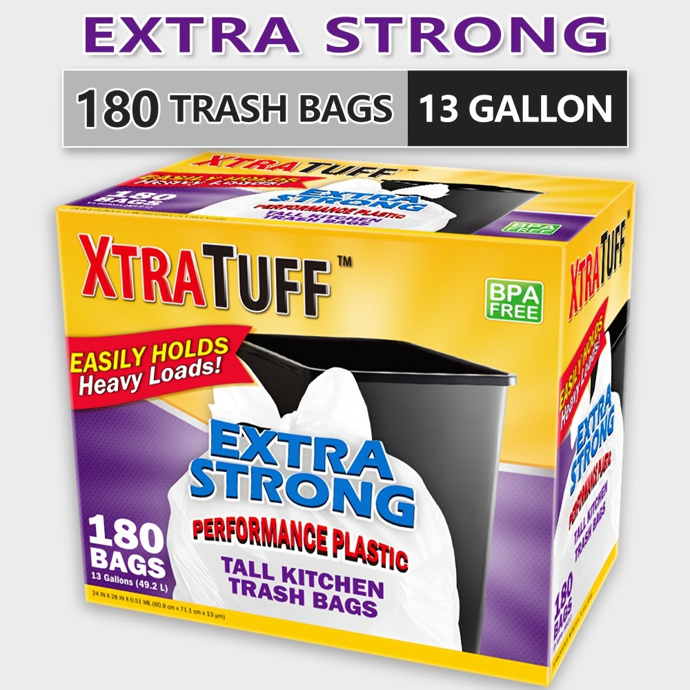 44/62/85/104/130/170/180/360 Bags 13 Gallon Boxed Expandable Heavy-Duty Plastic Multipurpose Disposable Garbage Bags-Super Strong, Leak-Resistant, Odor-Proof For Bedroom, Kitchen, Living Room, Outdoor, Toilet Use Trash Bag - Convenient Sanitary
