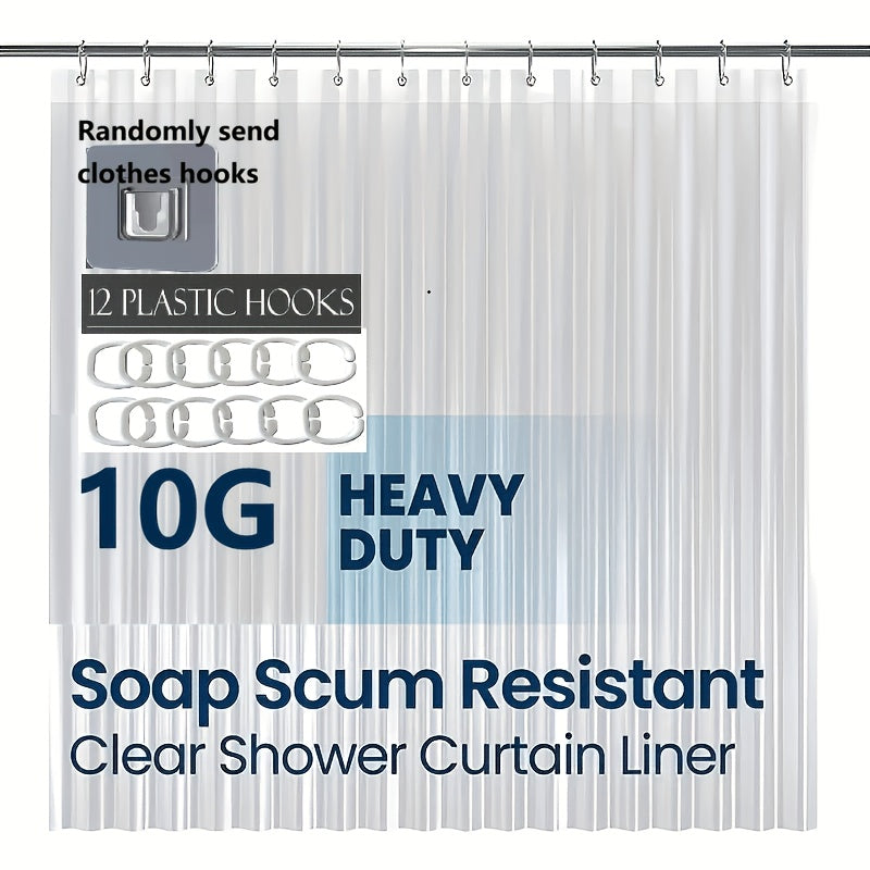 Bathroom Shower Curtain Plastic Shower Curtain Premium PEVA with Rust-Proof Grommets Clear 10G Bathroom Additions 80X80. Randomly Send Clothes Hooks