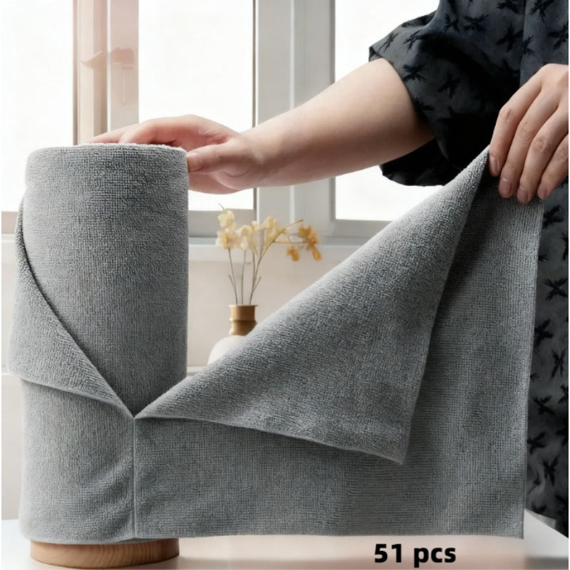 31/51pcs Reusable Microfiber Towels, Tearable Cleaning Wipes, Disposable Napkins, Household Kitchen Rolls, Dish Cloth Replacement, Multi-functional Absorbent Kitchen Rags, Kitchen Supplies, Cleaning Tools