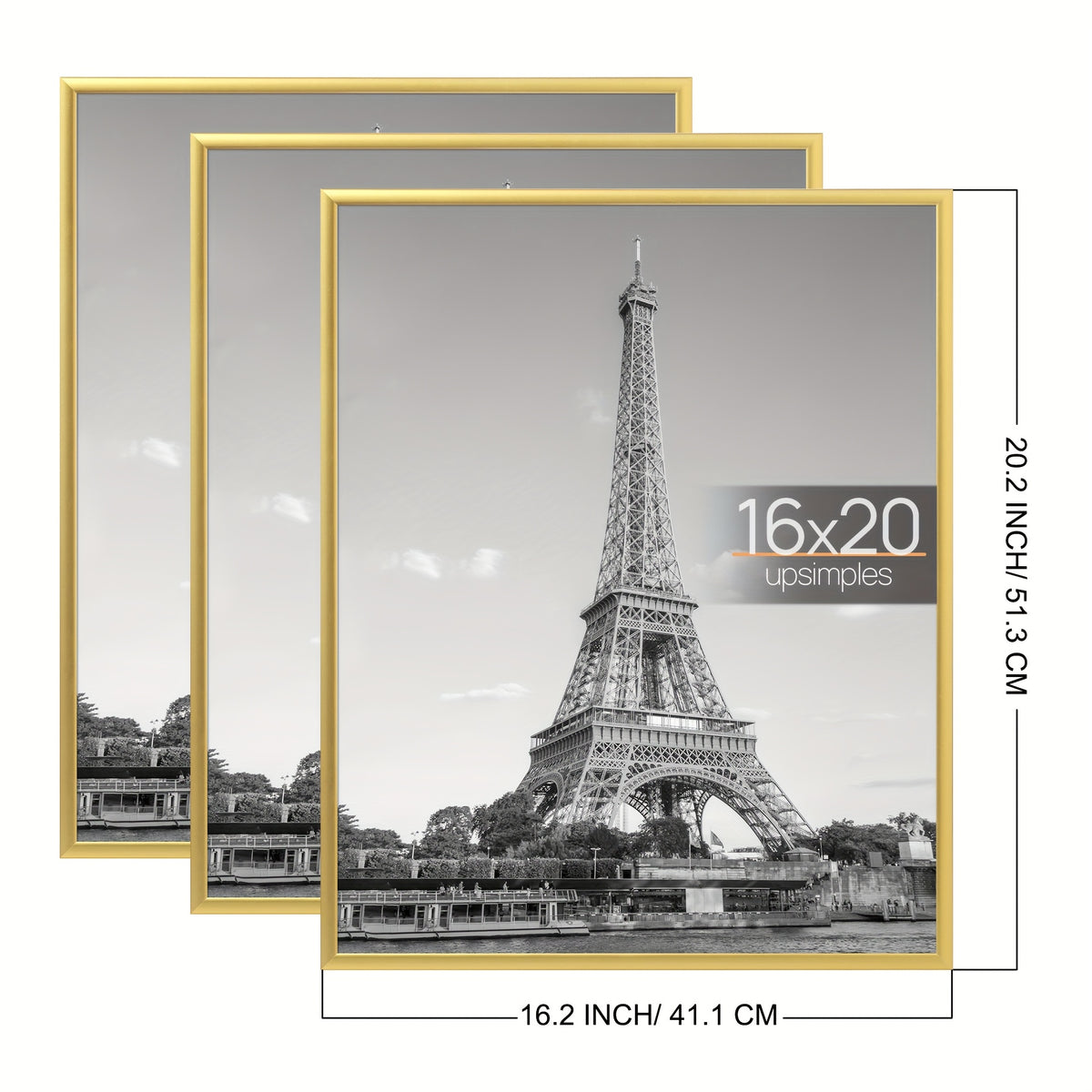 16x20 Picture Frame Black 3 Pack, Scratch-Proof Poster Frames for Photo Gallery - Slide-In Strips, Horizontal Or Vertical Wall Mounting, Suitable for Photos, Posters, Mother's Day Gift