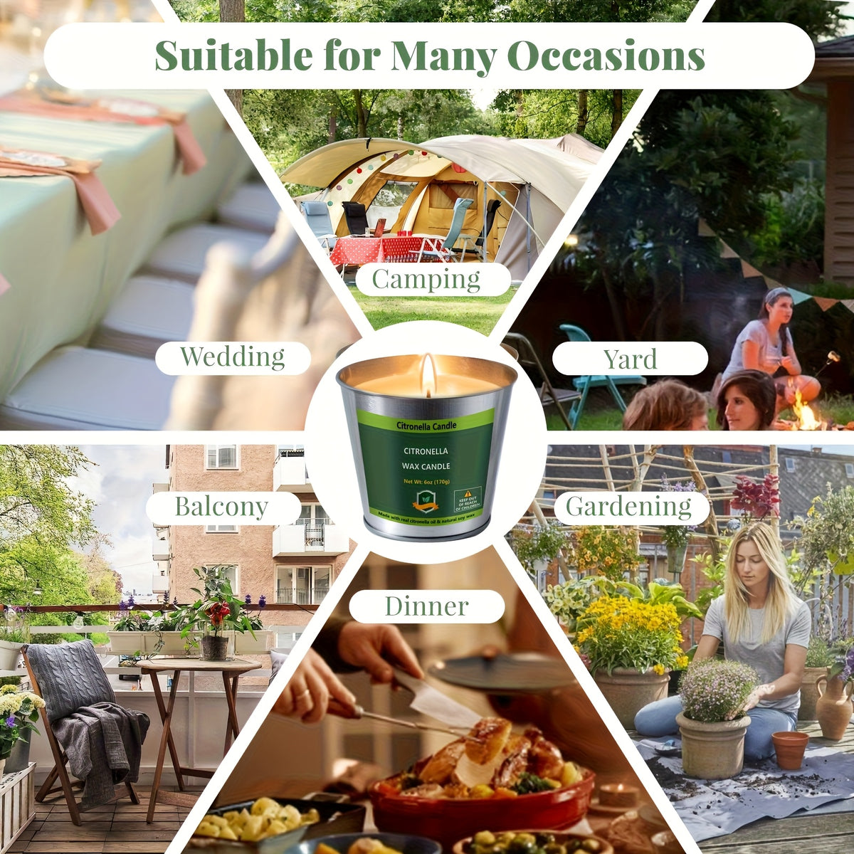 4pcs Citronella Candles Outdoor, 6oz Pack Of 4 128 Hours Burning, Citronella Candles Set Outside for Party Hiking Camping Patio BBQ Deck Lanai Garden Yard Home, Home Decor, Father's Day Gift