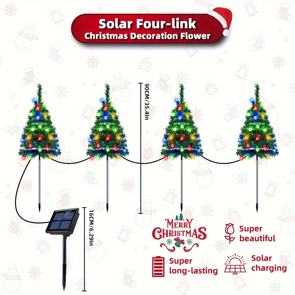 4pcs/ Set Christmas Tree Lights Holiday Decorations, Small Path Lights, Atmosphere Lights, Christmas Decoration Lightsfor Halloween Christmas
