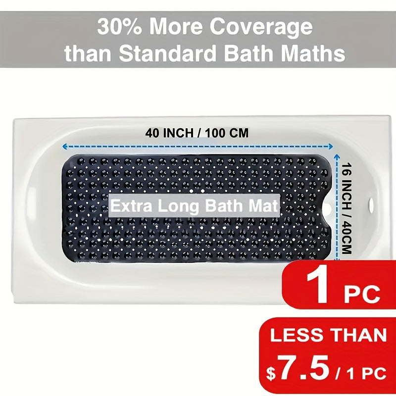 Extra Long Non-Slip Bath Mat with Suction Cups - Large Bath, Machine Washable Quick-Dry Shower Carpet with Drain Holes, Non-Slip Bathtub Mat for Bathroom, Shower, Tub - Enhanced Safety & Comfort, Wet Area Protection, Textured Surface, Durable Construction