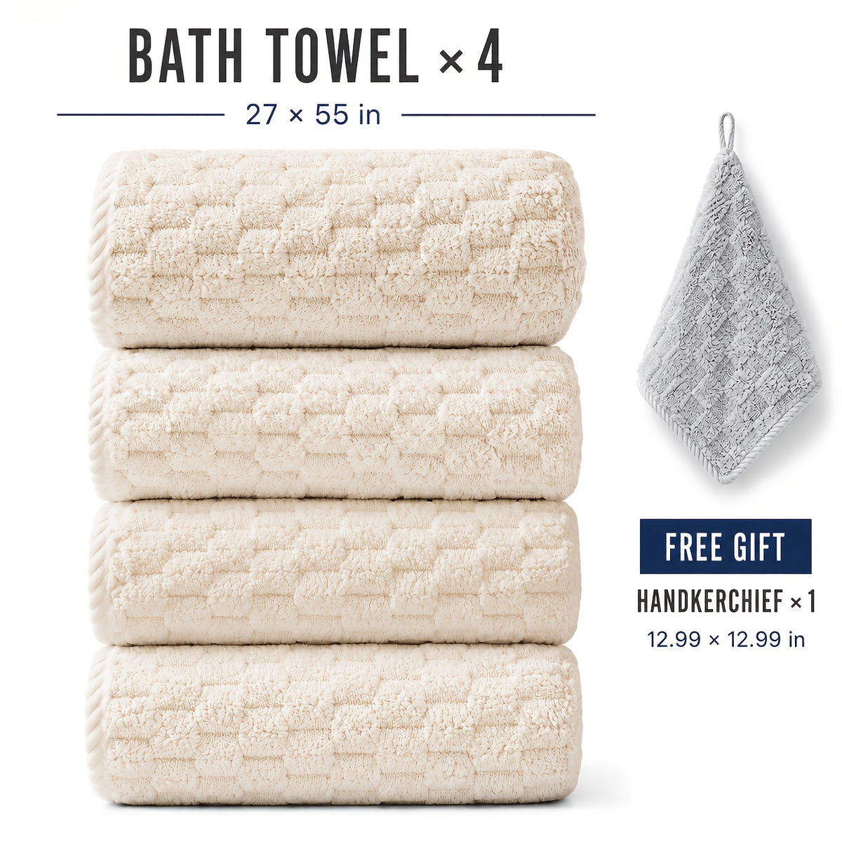 Pack Of 4/8 Waffled Super Soft Bath Towels - Super Absorbent Quick-Drying Microfiber Towels for Adults, 4 Bath Towels/2 Bath Towels, 2 Hand Towels & 4 Washcloths. Perfect for Spa, Fitness, Travel, Daily Home & Gym Use, Great Gift Choice
