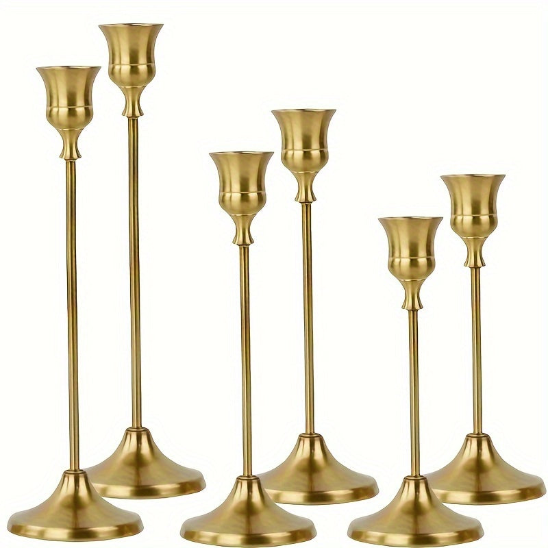 12pcs/6pcs Metal Bell Candlestick, Christmas, Halloween Table Decoration, Candlelight Dinner Photo Props, Anniversary Wedding Decoration, Home Hotel Decoration, Birthday Gift, Suitable for Table Center Decoration, Wedding, Catering, Party (Without Candle)
