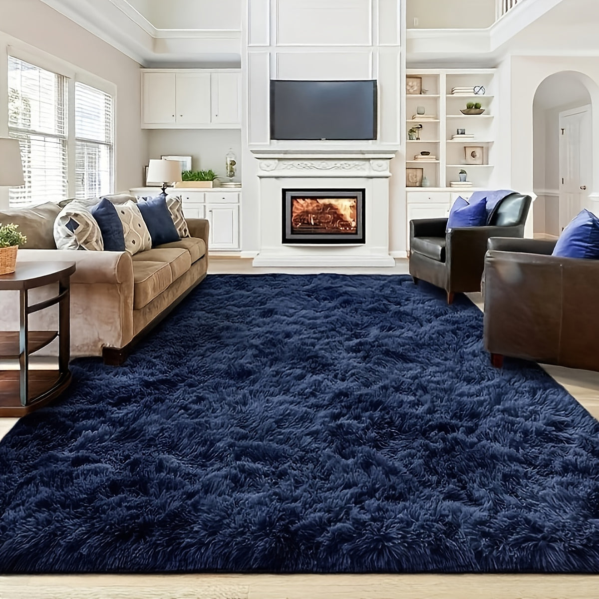 Extra Large Shaggy Rug Suitable for Living Room & Bedroom - Soft with PVC Backing, Machine Washable Anti-Slip Floor Mat, Modern Fluffy Floor Suitable for Christmas, for Decor, Use, Large Rectangular