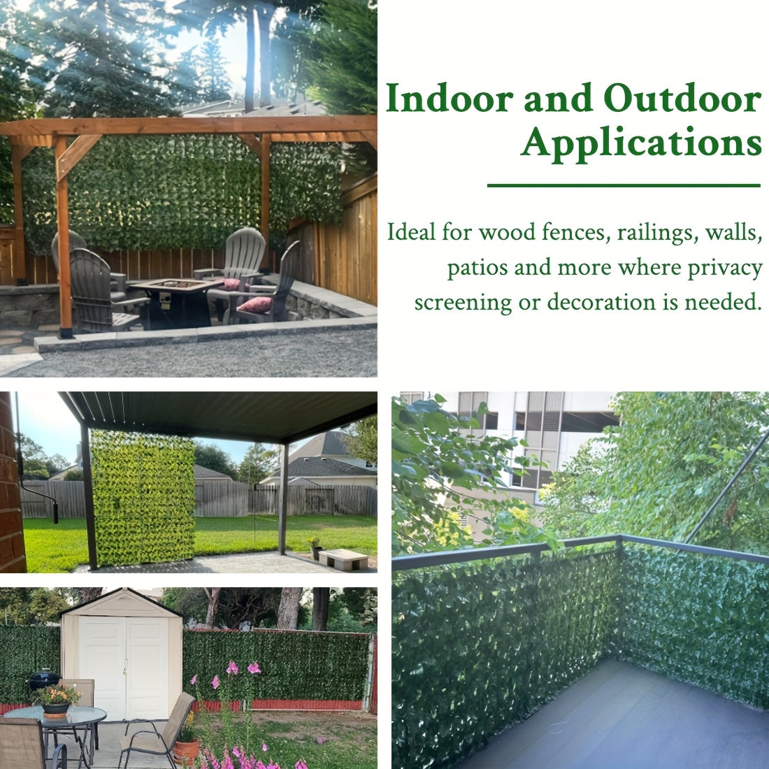60X120in Artificial Ivy Privacy Fence Screen: Realistic UV-Anti Faux Ivy Hedge Panel, Indoor And Outdoor Decor for Patio, Garden, Balcony, And Fence Cover