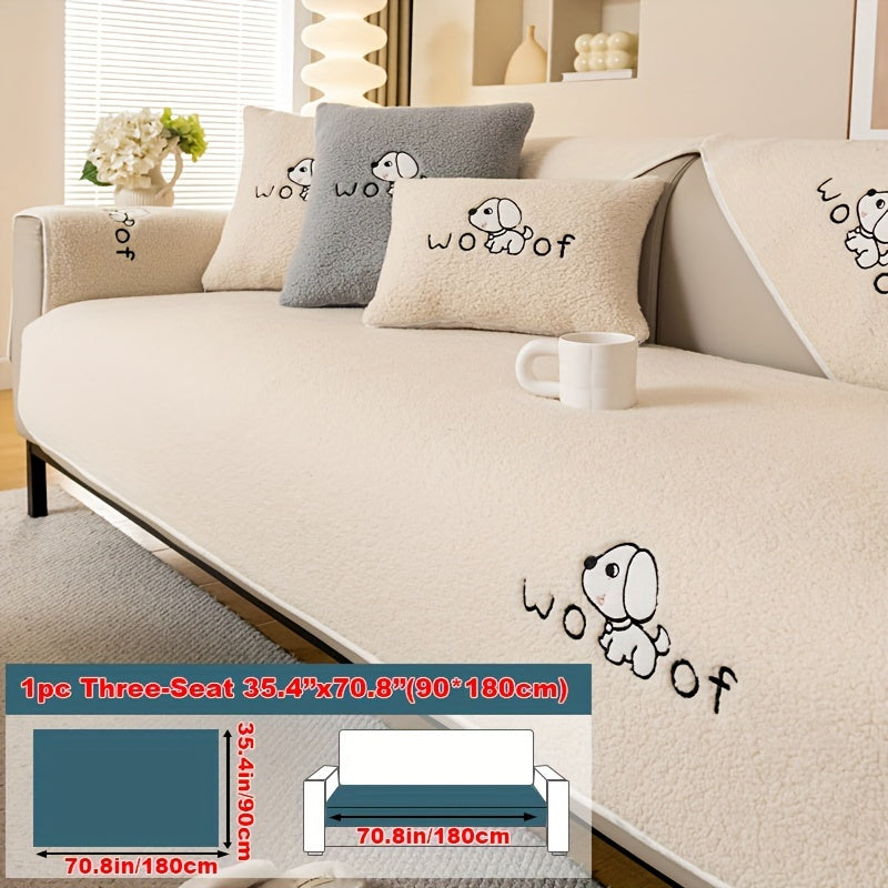 1pc Sherpa Couch Protector, Enhanced Sofa Cover, Suitable for Pets, a Favorite Among Pets, Thick Plush Sofa Shield, Non-Slip Plush Sofa Cover, Furniture Protection Cover, Home Decor for Bedroom, Office, And Living Room