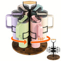 Rotating Tumbler Organizer with 6 Cup Slots and Top Handle, Water Bottle Storage Rack for Handled Tumblers and Everyday Kitchen Counter Organization