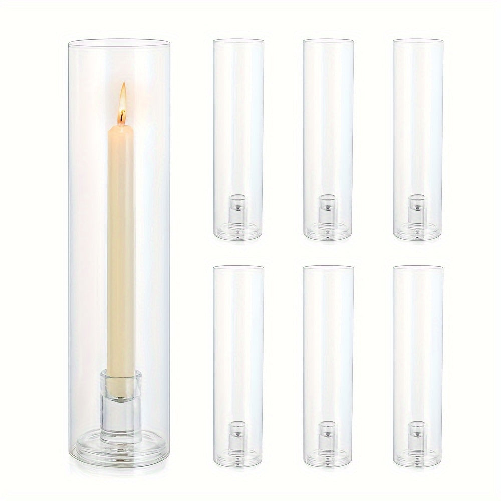 Hurricane Candle Holder Set of 6, 11.8 Inch Clear Tall Candlestick Holder for Taper Candles, Hurricane Glass Candle Sticks Holders for Table Centerpiece Wedding Party Dining Event Decor