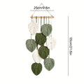 Bohemian Wall Hanging Tapestry with Green and White Leaf Accents, 25 x 55 cm Decorative Indoor Wall Art for Living Room, Bedroom and Office