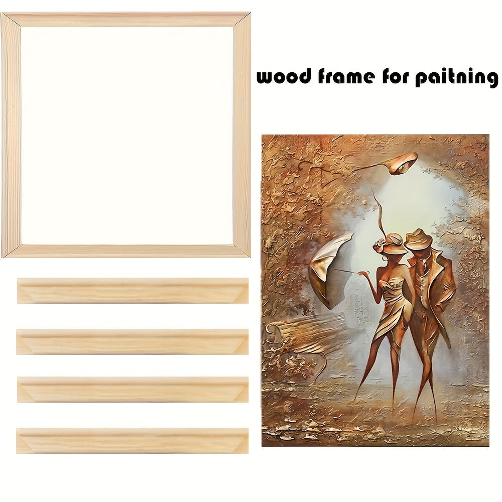 Wood Canvas Frame Kit - 4 Pre-Cut Pine Stretcher Bars with Corner Keys for Oil Painting, Easy Build Frames in Cardboard Box