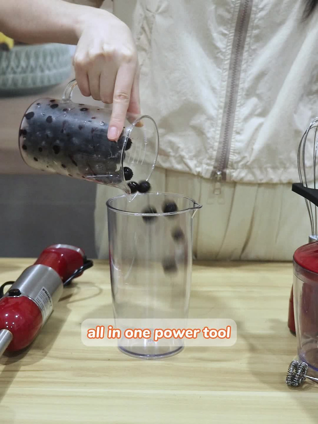 5-in-1 Handheld Mixer, With Attachments - Whisk, Measuring Cups, Heavy Duty Motor, Meat Chopper, Kitchen Must Haves, Immersion Blender