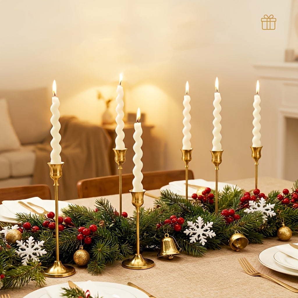 30pcs/48pcs/36pcs Copper Plated Candlestick Holders, Retro Style Minimalist Dining Tables Center Decoration, Suitable for Celebrations, Birthdays, Weddings And Christmas, Parties, Dining Tables, Fireplace Decoration Candle Holders