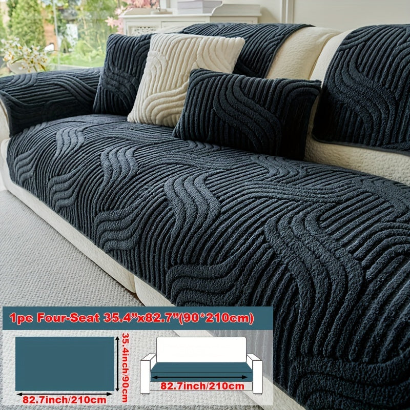 1pc of Plush, Non-Slip Sofa Cover That Is Modern And Luxurious, Pet-Friendly, Breathable, And Stylish for Home Decoration. It Is Appropriate for The Living Room, Bedroom, Or Office, Made from Polyester Fabric, Machine Washable, And Without Any Print