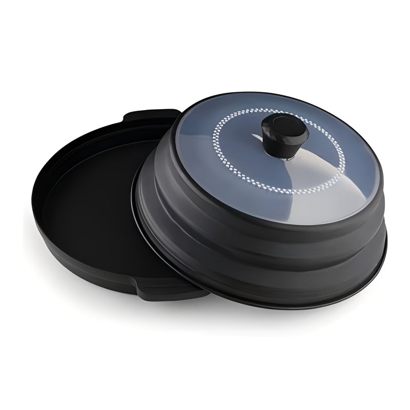 2026 New Microwave Food Splash Guard & Base Mat - 10.5" Foldable Ventilated Cover with Anti-Scalding & Thickening Design, Durable Plastic & Silicone for Kitchen & Dining Room Safety
