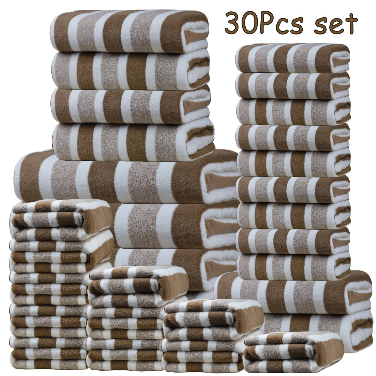 30pcs Large Wide Super Soft Coral Bath Towel Set, Quick Drying, Fast Absorption, Lightweight, Very Suitable for Home, Hotel And Spa Use, Outdoor Fitness, Camping Towel Bath Towel Set Christmas Gift Towel Bath Towel Set
