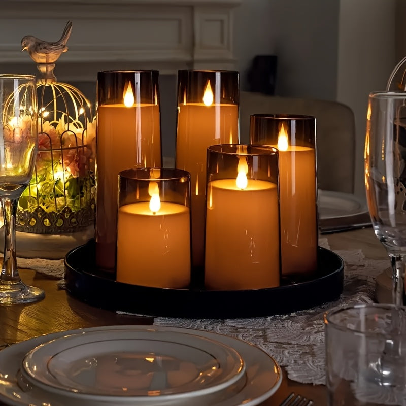 3pcs Flameless LED Candles Battery-Powered with Remote, Realistic Flickering Flame ABS Suitable for Home, Wedding, Christmas, Halloween Decorations - Flameless Cylindrical Candles for Use, Remote Operation, No Smoke
