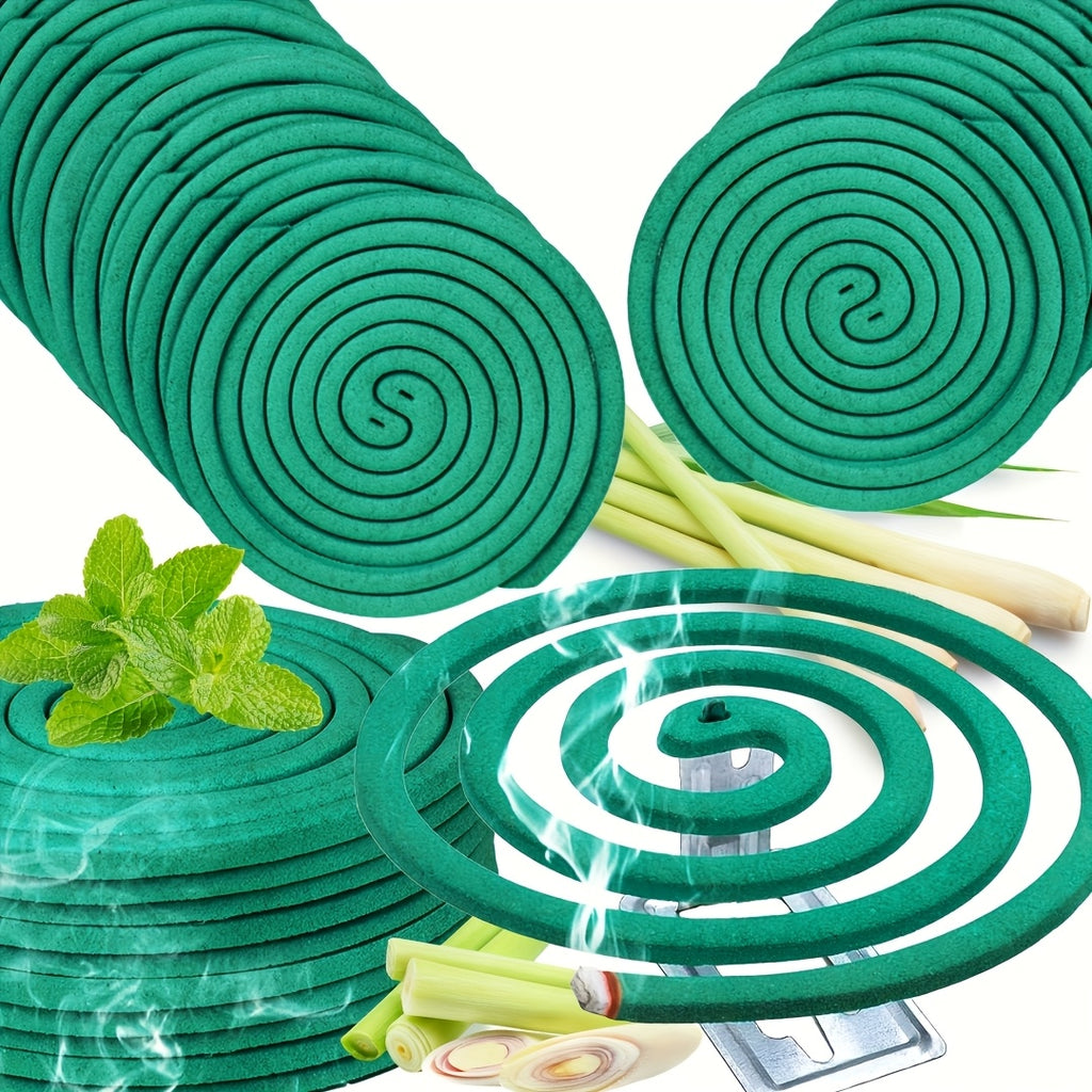 Walleaf Large Mosquito Repellent Coils, Outdoor Citronella Lemongrass Mosquito Coils with Holder, Long Lasting Patio Garden Camping Summer Use