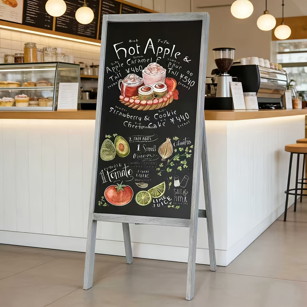 Chalkboard, A-Frame Sidewalk Chalkboard Sign, Rustic Menu Display for Restaurant