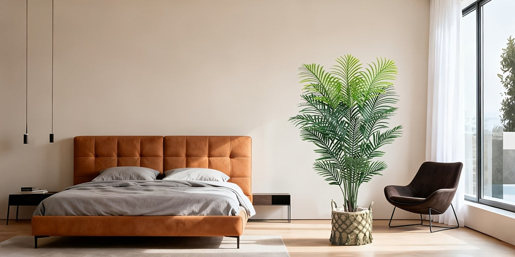 4/5/6ft Artificial Palm Tree, Tall Faux Palm with Bare Stem/Black/White Planter Options, UV-Resistant Realistic Dense Leaves, Tropical Floor Plant Zero Maintenance Easy Assembly Fake Tree for Living Room, Front Porch, Patio, Office & Commercial Decor