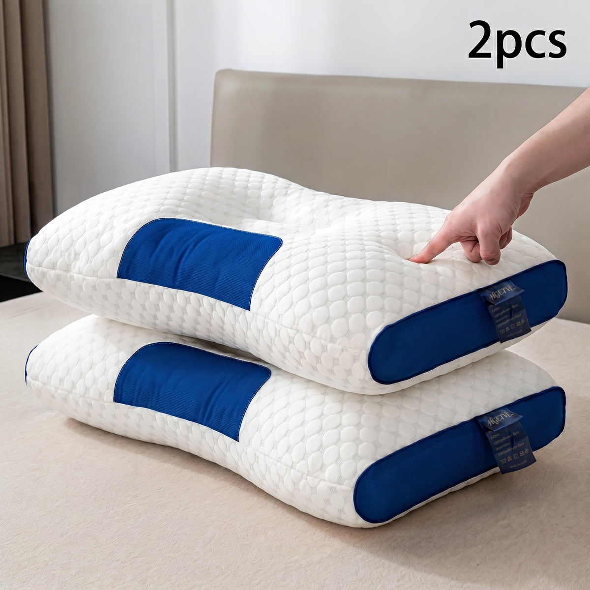 2pcs Neck Pillows, Made of Breathable Fabric That Prevents Sweatiness During Long-term Wear. Features a Removable Zippered Pillowcase, Ergonomically Designed to Fit the Neck for Comfortable Use. Effectively Relieves Shoulder and Neck Pressure