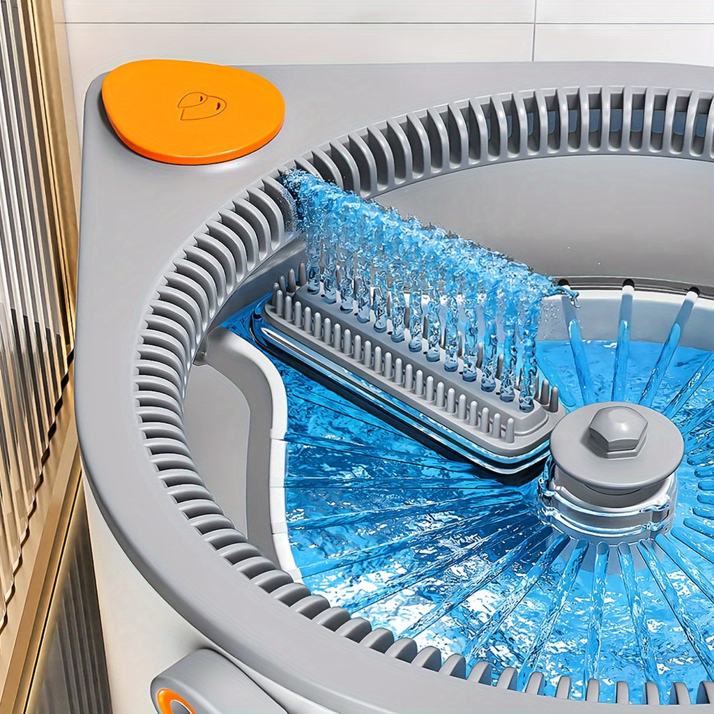 Clean and Dirty Water Separation Mop and Bucket Set, Hands-Free Washing System with Rotating Head Options for Wet and Dry Household Floor Cleaning