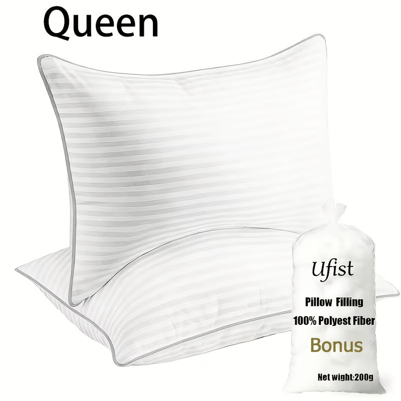 Bed Pillows for Sleeping, Soft Down Alternative White Pillow Sets in Queen and Upgraded King Options for Home Bedding and Guest Bedroom Comfort