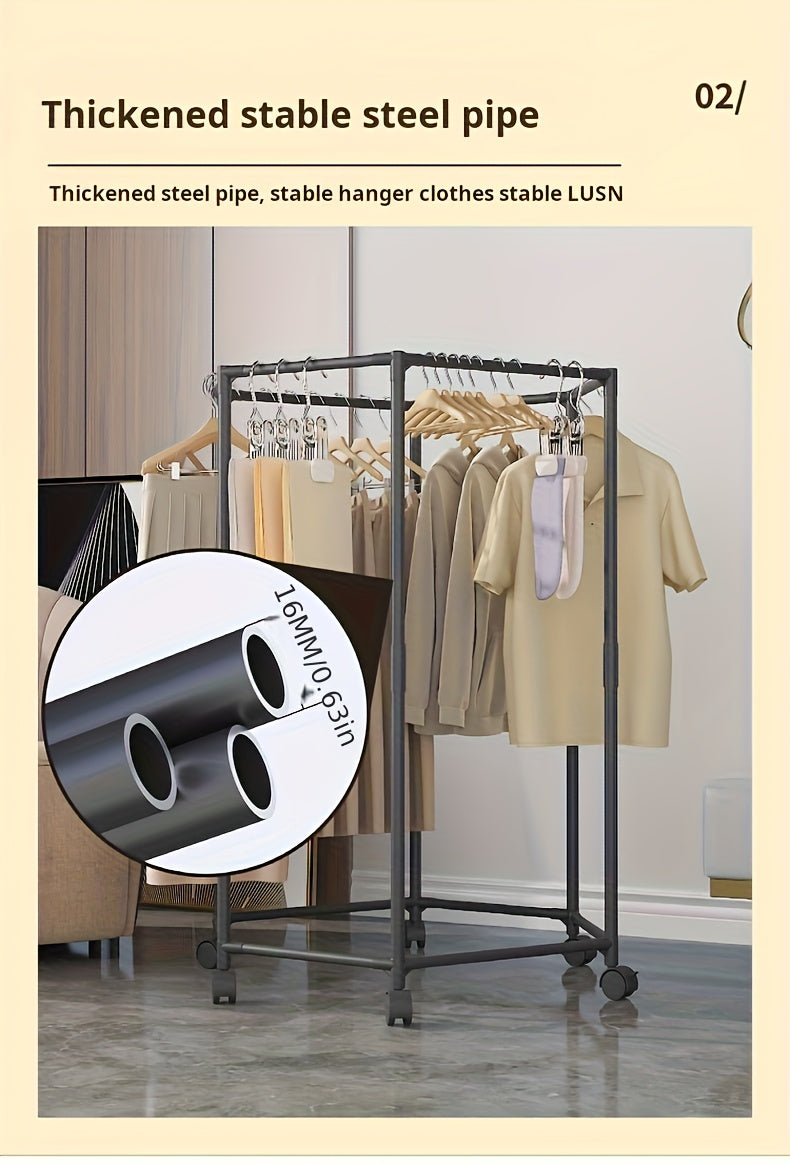 Hexagonal Rotary Clothes Rack, Self-Standing Vertical Clothing Hanging Rack, Suitable for Laundry And Household Storage Space Saving (Black/White), Easy Storage Device, Durable Structure, High-Quality Materials, Small Apartment Living, Convenient