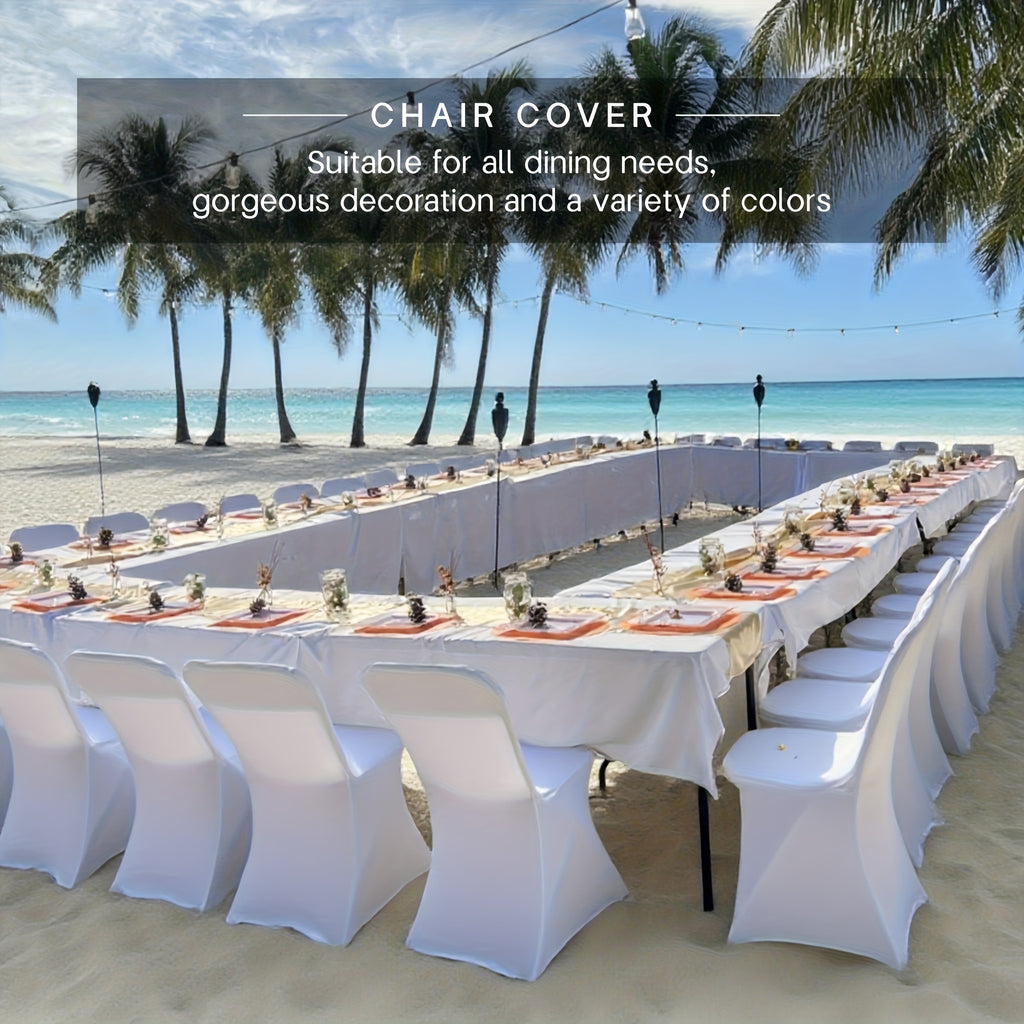 10/30/50/100pcs High-Quality Spandex Folding Chair Covers - Wedding Decorations Essential - Wedding Stuff, Perfect For Party Supplies, Birthday, Camping & Halloween Decor