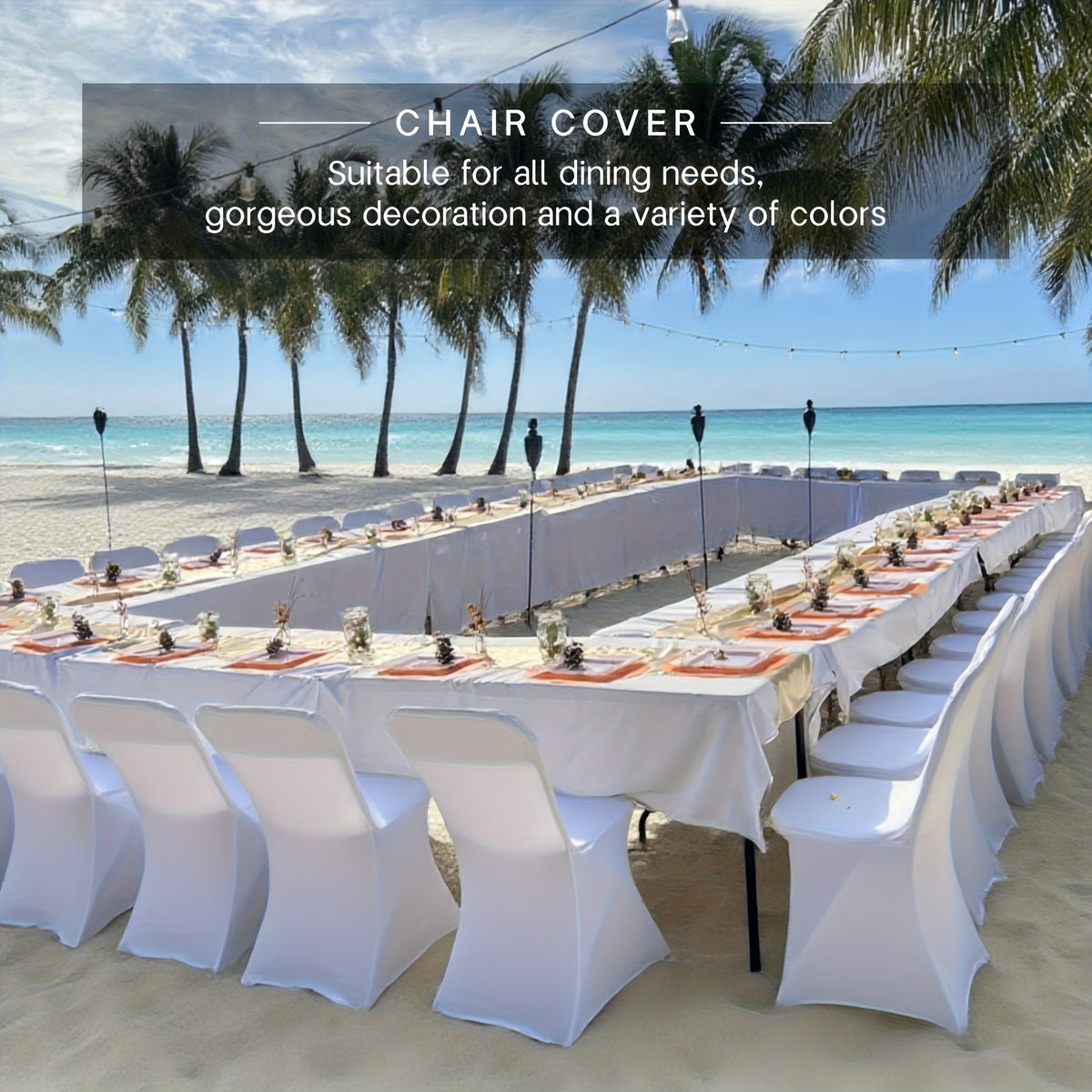 10/30/50/100pcs High-Quality Spandex Folding Chair Covers - Wedding Decorations Essential - Wedding Stuff, Perfect For Party Supplies, Birthday, Camping & Halloween Decor
