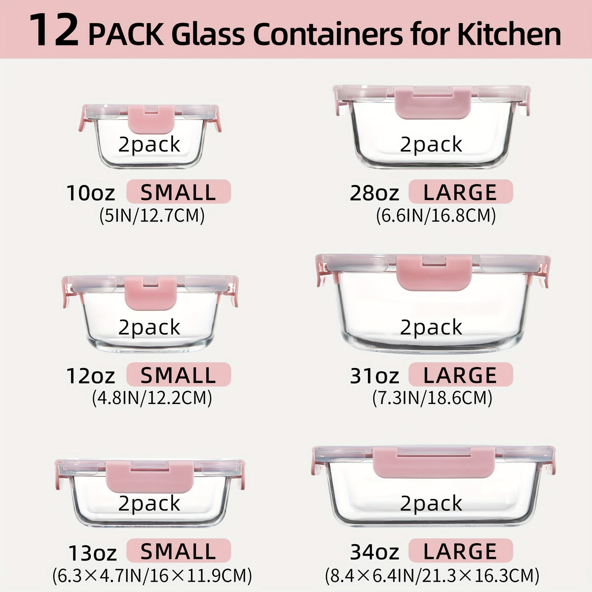 24pcs (12 Lids+12 Glass Bowl) Borosilicate Glass Food Storage Containers with Airtight Lids, Ideal for Meal Prep, Lunches - Microwave and Dishwasher Safe