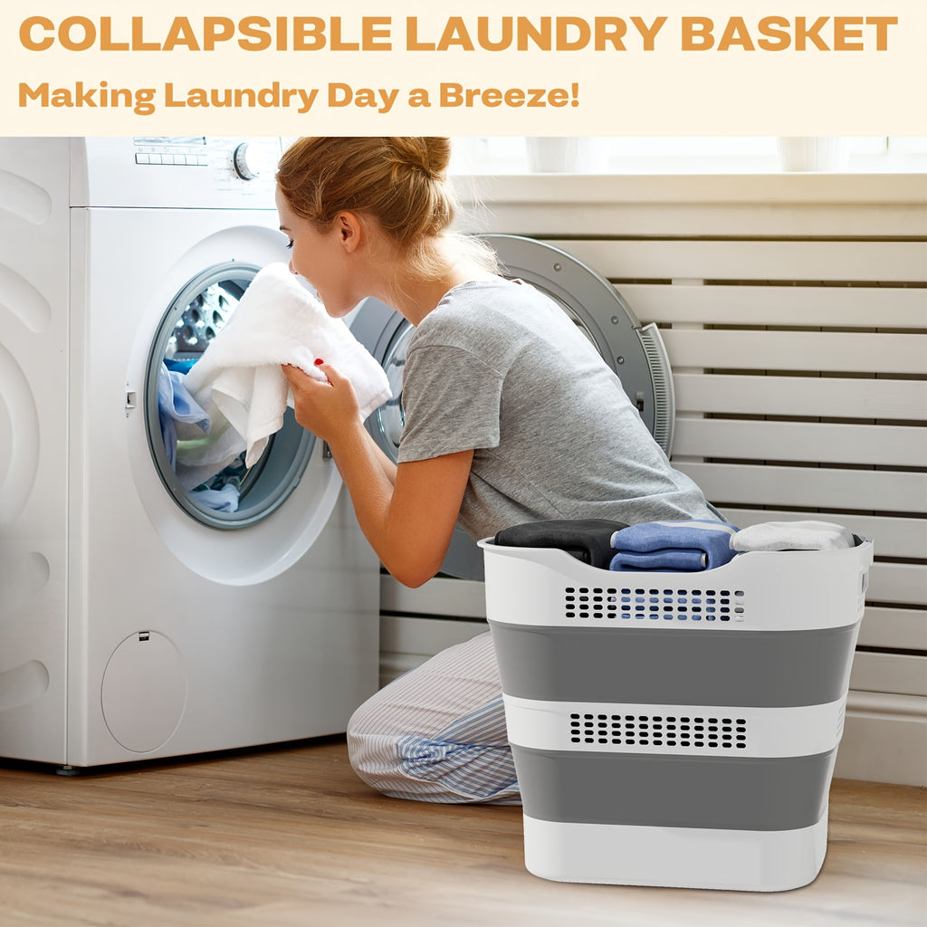 Collapsible Laundry Basket, 43L (11.5 Gallon) Foldable Laundry Basket Plastic with Handles, Pop Up Storage Container/Organizer/Hamper for Laundry, Space Saving And Durable