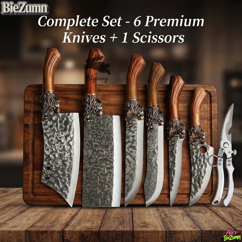 7/3pcs Stainless Steel Kitchen Knife Set- Professionally Crafted Kitchen Knives, Including a Bone Knife, Slicing Knife, Carving Knife, Peeler, Butcher Knife, Kitchen Scissors, Ultra-Sharp Bone Knife, Suitable for Meat And Fish, Fruits