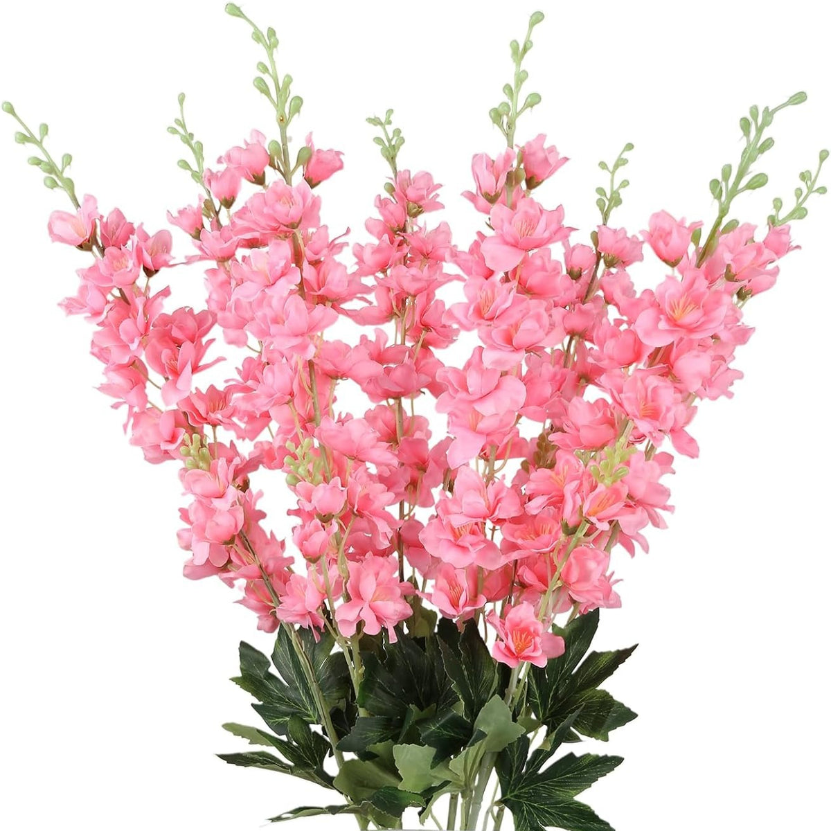6pcs Delphinium Artificial Flowers 33.5 Inch Champagne Fake Flowers Long Stem Faux Snapdragon Flowers for Vase Table Home Wedding Party Garden Decoration