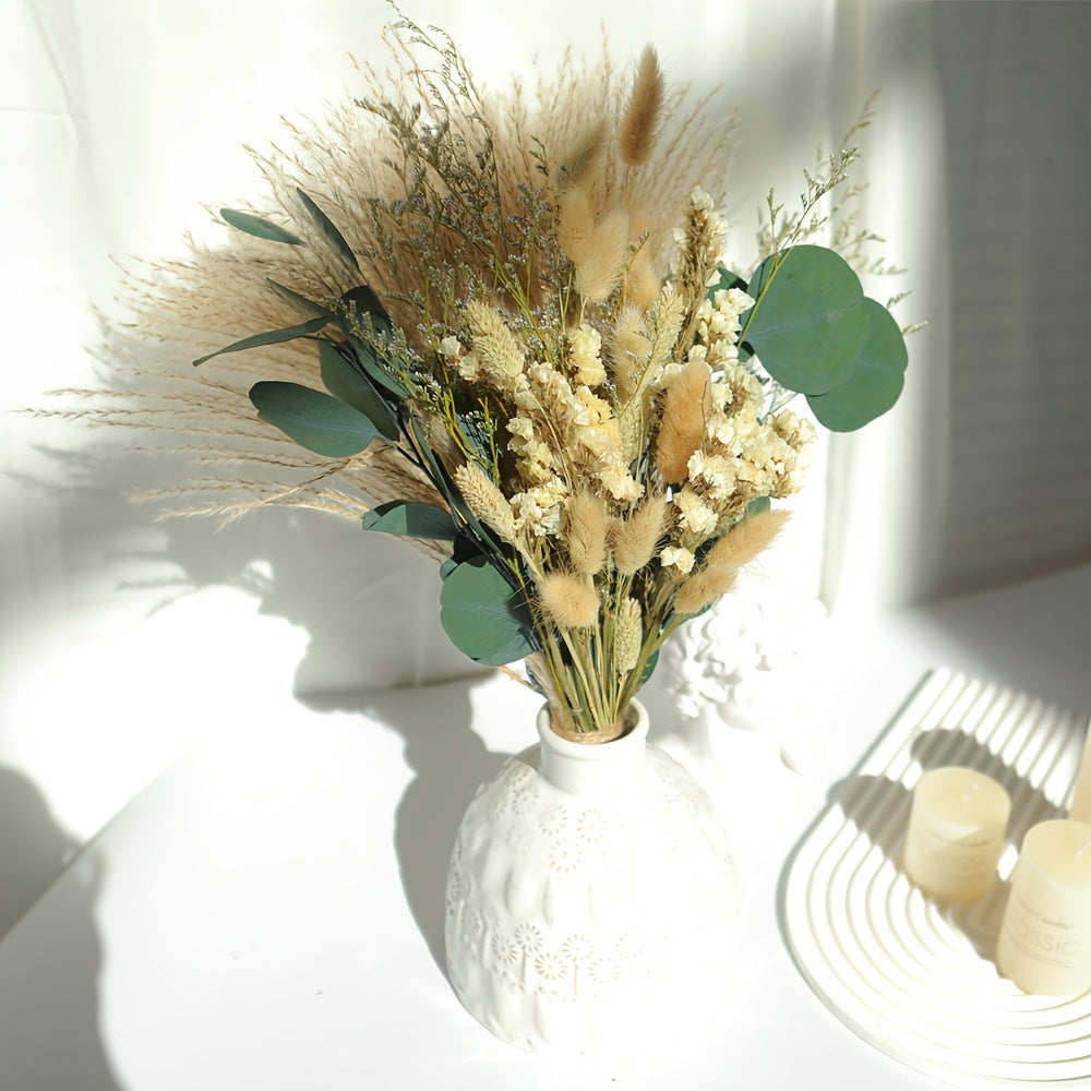 42pcs FORTUNATE FLOWERS Boho Pampas Grass Set, Olive Green Bathroom Decor And Boho Wedding Bouquets, Natural Dried Flower Decor - Unleash Your Creativity with Stylish, Versatile Dried Greenery & Greenhouse Decoration