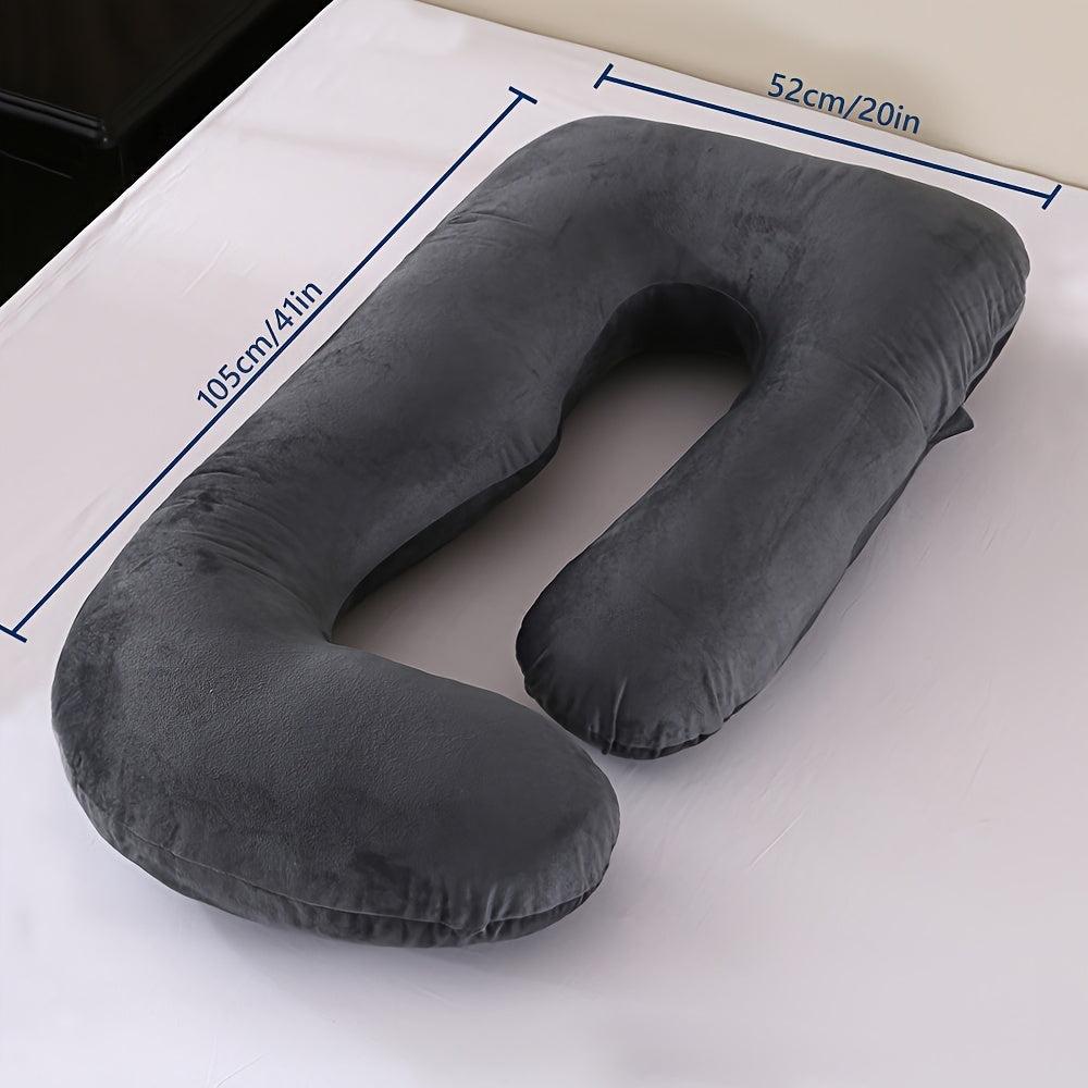 60-inch J-Shaped Full Body Pillow, Maternity Pillow, Maternity Full Body Pillow with Velvet Pillowcase, Full Body Pillow with Back, Leg, And Tummy Support, Helps Ensure Adequate, Comfortable Sleep, Halloween And Christmas Gift