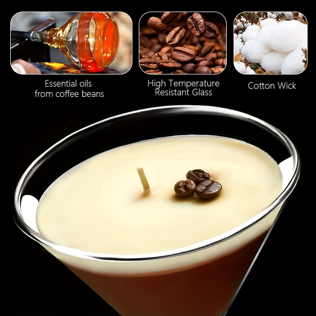 Coffee Martini Candle, Gift for Candle Lovers, Caramel Scent, Coffee Bean Embellishment, Long Burning Time, Birthday Gift, Relaxing Valentine's Day Gift, Mother's Day Gifts, Teacher Appreciation Gifts