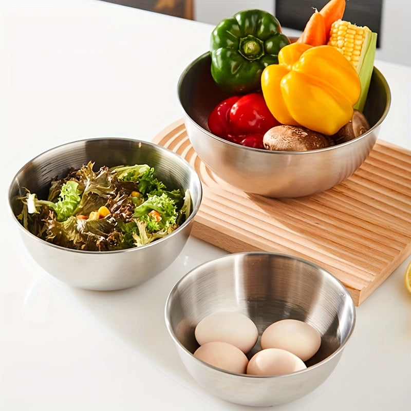 [3pcs Stainless Steel Bowls] 3pcs Stainless Steel Cooking Mixing Bowls for Baking and Home Use, Thickening Mixing and Kneading Bowls, Suitable for Whisking, Salad Making, and Baking