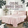 Bamboo Fiber Bedding Set with 18-Inch Deep Pocket Sheets, Wrinkle-Resistant All-Season Bedroom Linen in Twin Full Queen King and Multiple Colors