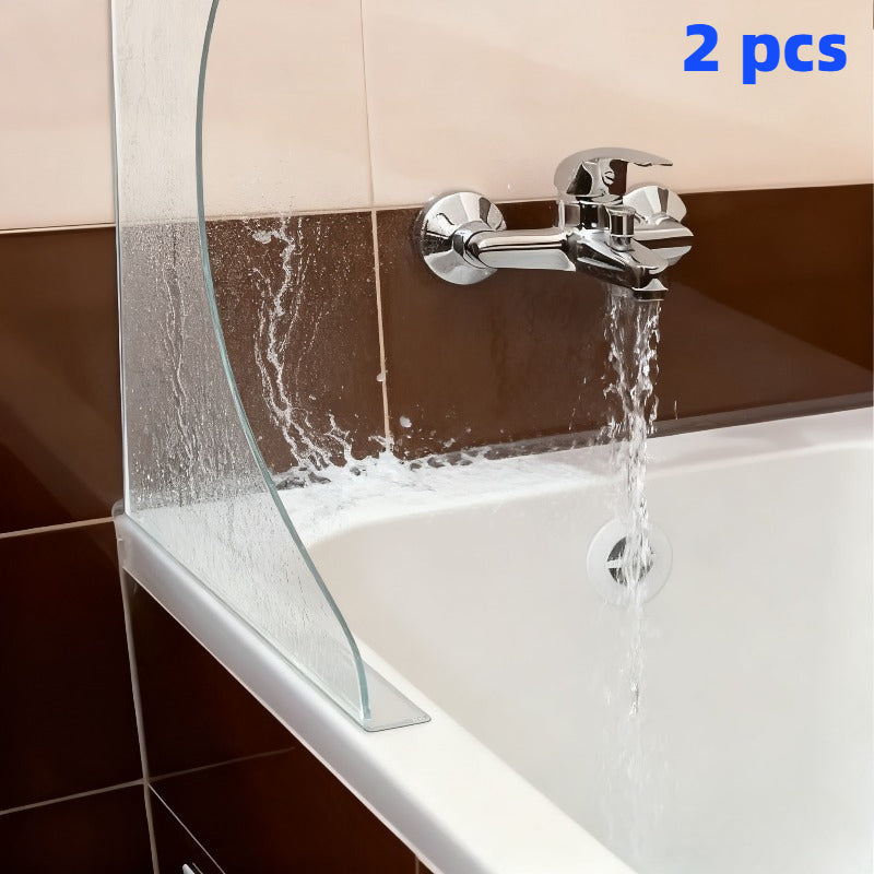 2pcs Transparent Curved Splash Guards - Heavy-Duty Splash-Proof Design, Tool-Free Adhesive Installation (No Drilling), Durable Acrylic Bathroom Guards with Modern Curved Shape for Bathtub, Sink, Shower - -Splash Protection