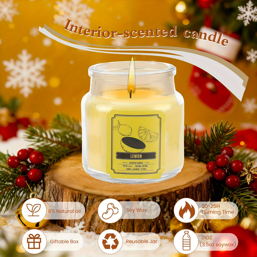 6pcs Candles Set Scented Candles for Home, Gifts for Family People And Friends, Soy Candle Of 3.5oz, 120 Hour Lasting, 6 Scents Fragrance Of Jasmine Eucalyptus Lavender Vanilla Rose Lemon, for Thanksgiving Christmas Decor, Fall Candle