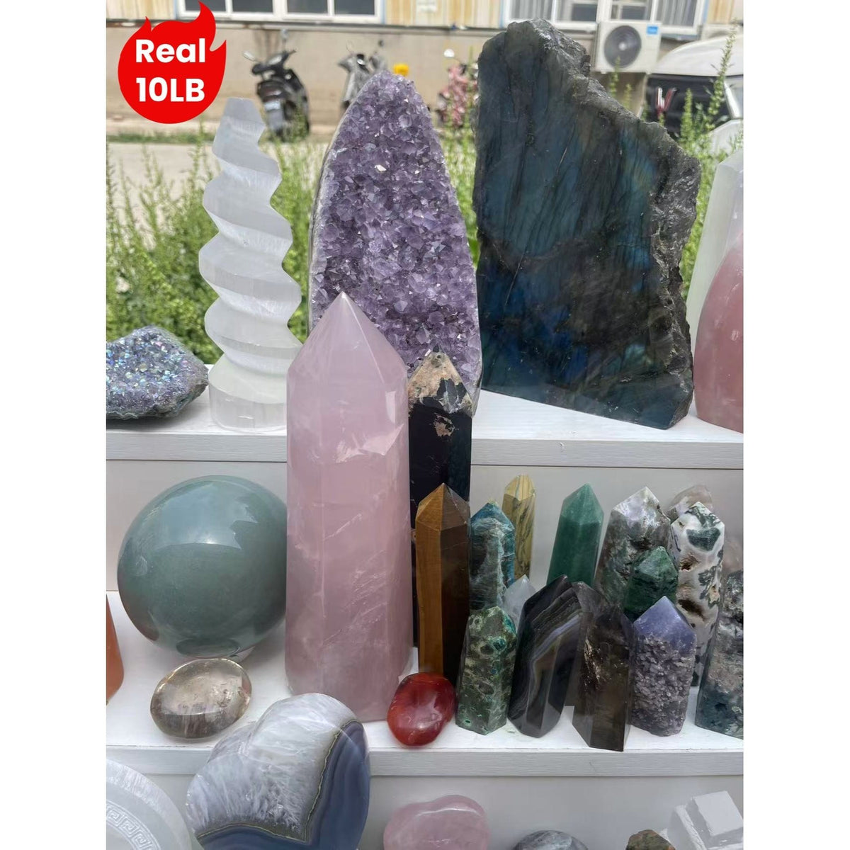 Real 10LB Mixed Crystals, Lot of Different Items!! Premium Natural Materials of Different Shapes: Towers Spheres Clusters & Rough! Valuables Gifts & Decorative Stones